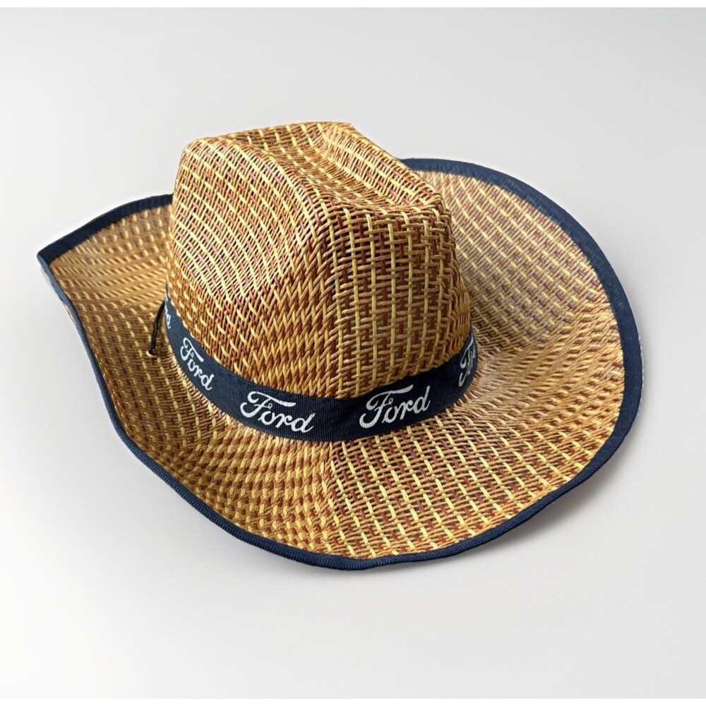 Ford Motor Company Straw Cowboy Hat Western Sun Hat Logo Band Men OSFM